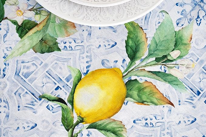 Maison d' Hermine Table Cloth Rectangle Table 100% Cotton 60 x 108 Inches Tablecloth Reusable Decorative Everyday Use for Dining Room, Farmhouse, Home, Party, Festive & Wedding Spring Summer - Citrus