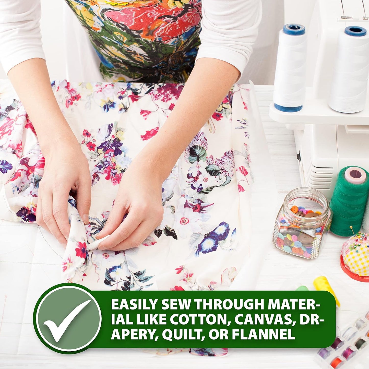 Mandala Crafts 4 Pack of Serger Threads Cones Spools - 20S/2 24000 Yards Polyester Denim Threads for Sergers Machine and Overlock Quilting Sewing Machine