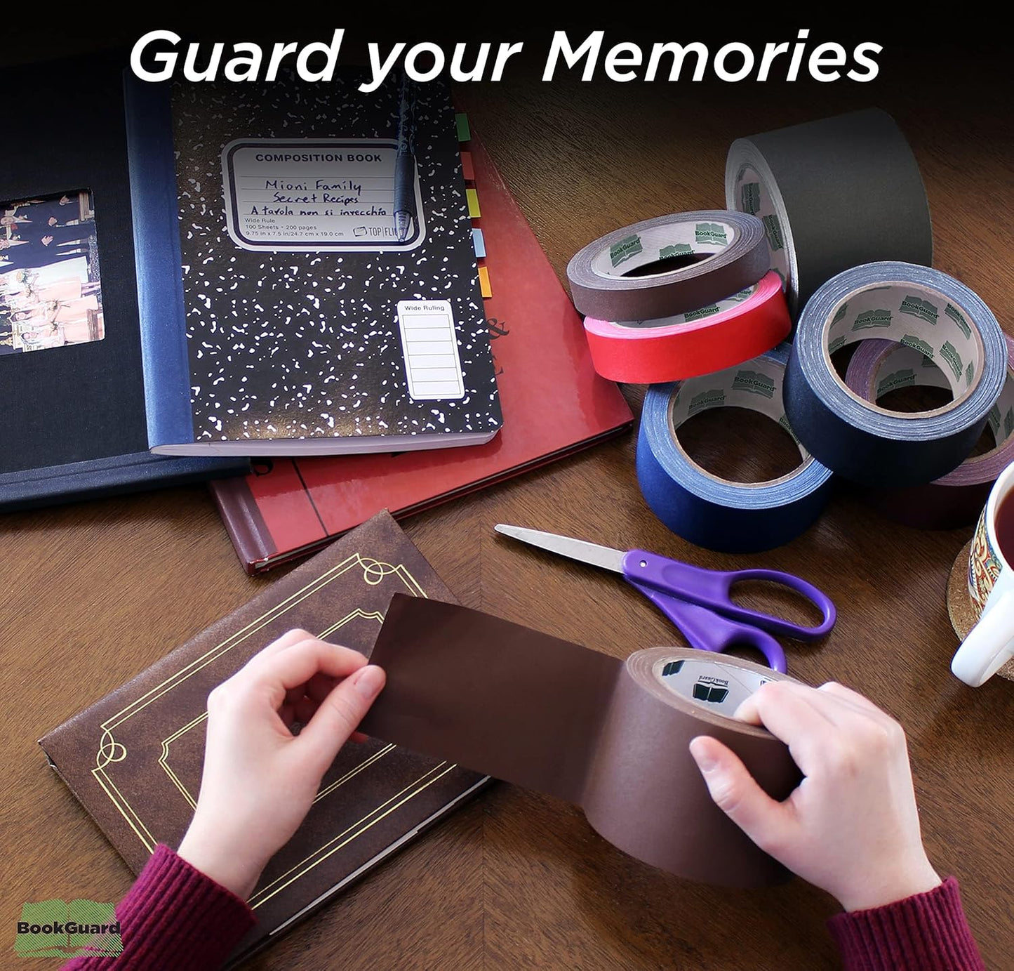 BookGuard 1 Inch White Premium Bookbinding Repair Cloth Tape, White Book Tape, Acid-Free Cloth Tape, Book Repair Tape, 15 Yard Roll - Case of 5