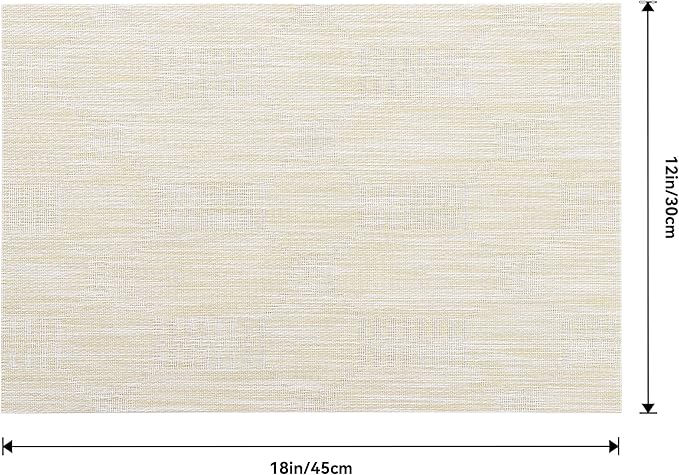 Leetaltree Wheat Placemats Set of 6 - Heat Resistant Non-Slip Place mats for Dining Table, Washable Durable PVC Vinyl Woven Table Mats(Wheat, 6)