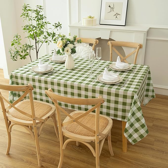 Classic Gingham Buffalo Tablecloth Fabric - Oblong 58x144 Inch Water Proof Checkered Table Cloth for Indoor Outdoor - Table Cover for Birthday, Picnics, BBQs, and Parties