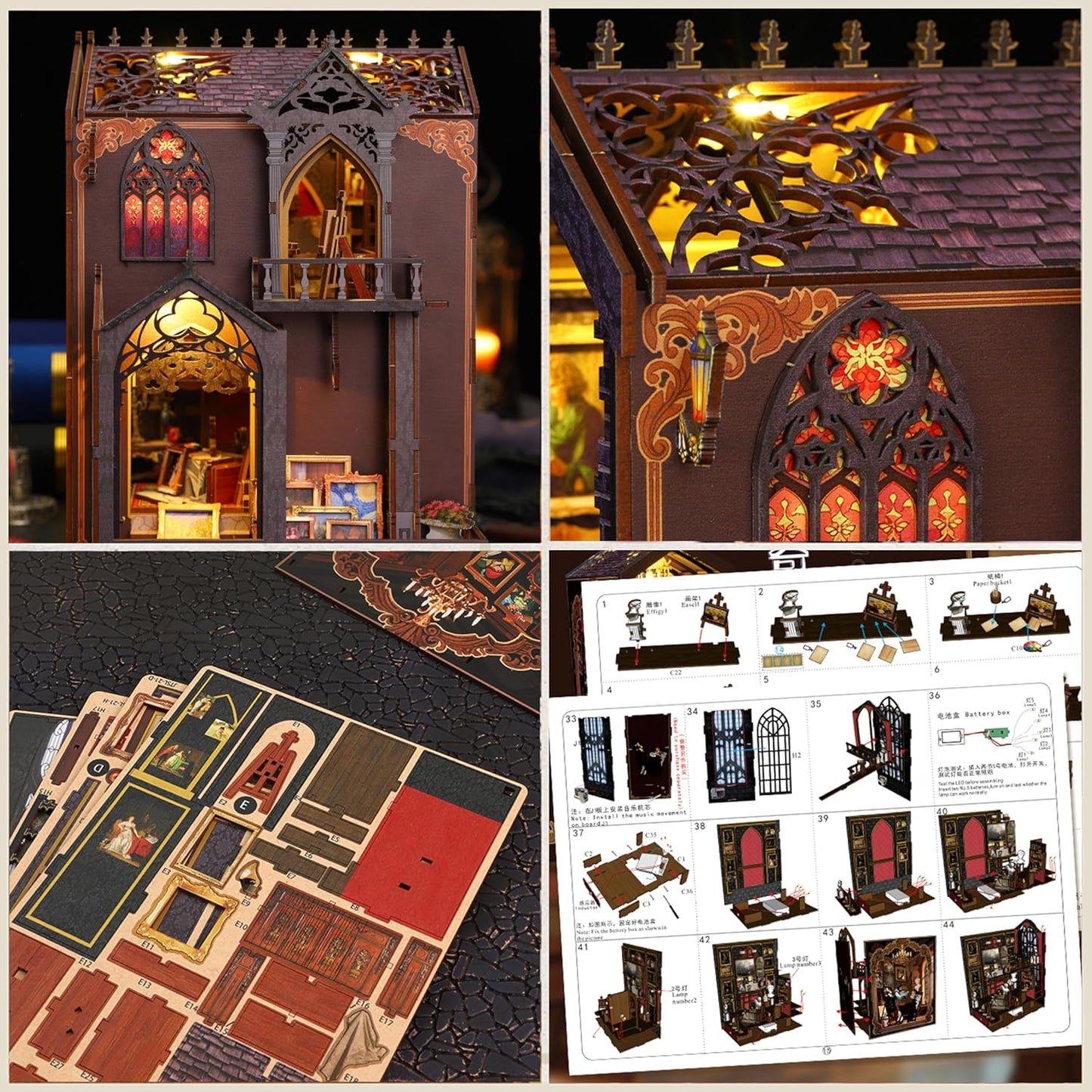 ISSEVE Book Nook Kit - DIY Miniature Dollhouse Booknook for Adults Teen, 3D Wooden Puzzle Tiny House Kit Bookshelf Decor, Gifts for Men Women Halloween Christmas Birthday (Art Studio)