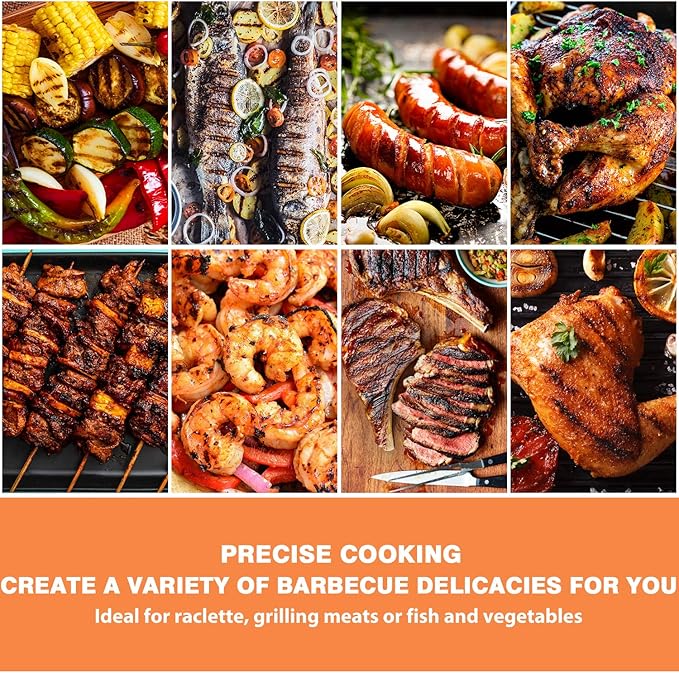 Electric BBQ Grill Techwood 15-Serving Indoor/Outdoor Electric Grill for Indoor & Outdoor Use, Double Layer Design, Portable Removable Stand Grill, 1600W (Countertop BBQ Grill)