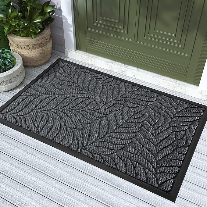 Yimobra 36x24 Large Door Mat Outdoor Indoor, All-Season Waterproof Door Mat Outside Entrance, All-Weather Non-Slip Outside Doormat for Garage Patio Entryway, Grey