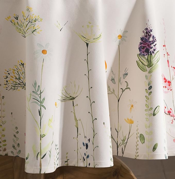 Maison d' Hermine Table Cloth Round Table 100% Cotton 69 Inches Tablecloth Reusable Decorative Everyday Use for Dining Room, Farmhouse, Home, Party, Festive & Wedding Spring Summer - Botanical Fresh