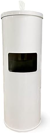 Zogics Gym Wipes Dispenser Stand and Trash Bin – Dual-Purpose Wet Wipes Dispenser for Sanitizing and Cleaning with Built-in 7 Gallon Trash Can, White Galvanized Steel