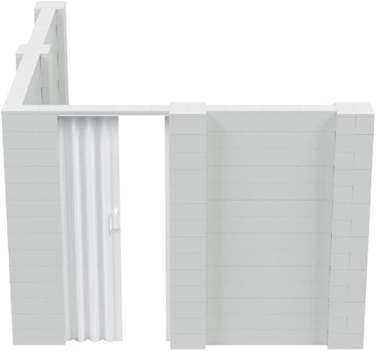 EverBlock 10’ x 12’ x 7’ L-Shaped Wall Kit with Accordion Door | 3’ x 7’ Doorway | Modular Building Blocks | Wall Display | Room Divider & Partition | Reusable | Indoor & Outdoor Use | Black