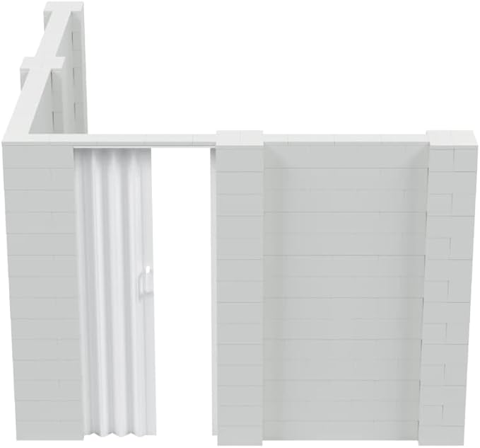 EverBlock 10’ x 12’ x 7’ L-Shaped Wall Kit with Accordion Door | 3’ x 7’ Doorway | Modular Building Blocks | Wall Display | Room Divider & Partition | Reusable | Indoor & Outdoor Use
