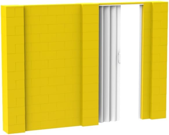 EverBlock 10’ x 7’ Wall Kit with Accordion Door | 3’ x 7’ Doorway | Modular Building Blocks | Wall Display System | Room Divider & Partition | Easy to Connect & Reuse | Indoor & Outdoor Use | Yellow
