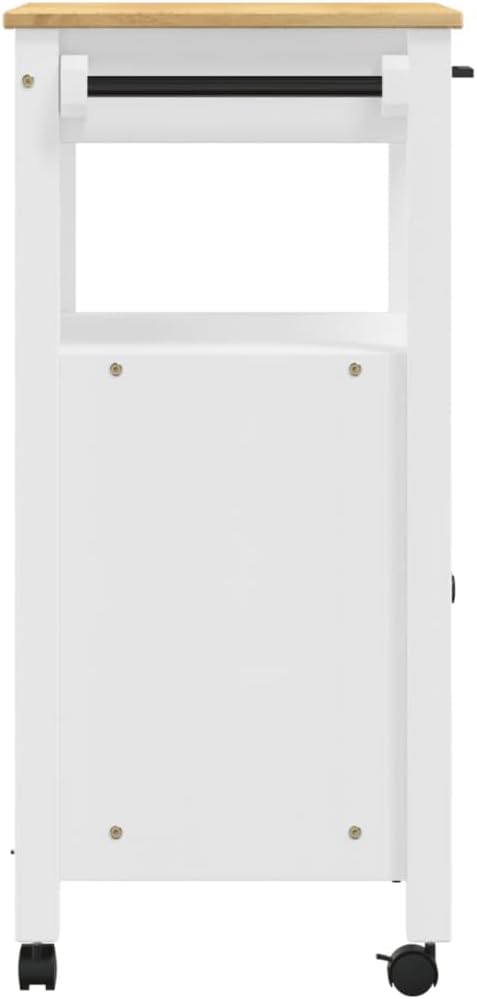Kitchen Trolley Monza Rolling Kitchen Island Cart with Storage, Portable Dining Room Serving Utility Carts, White 23.6" x 15.7" x 35.4" Solid Wood Pine KH76A