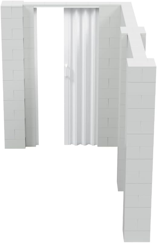 EverBlock 6’ x 10’ x 7’ L-Shaped Wall Kit with Accordion Door | 3’ x 7’ Doorway | Modular Building Blocks | Wall Display | Room Divider & Partition | Reusable | Indoor & Outdoor Use | Light Gray