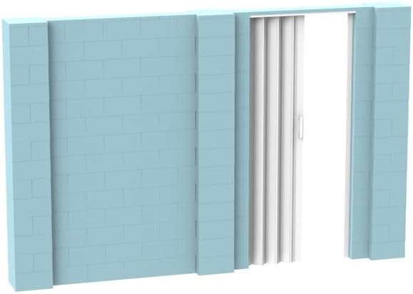 EverBlock 11’ x 7’ Wall Kit with Accordion Door | 3’ x 7’ Doorway | Modular Building Blocks | Wall Display System | Room Divider & Partition | Easy to Connect & Reuse | Indoor & Outdoor Use
