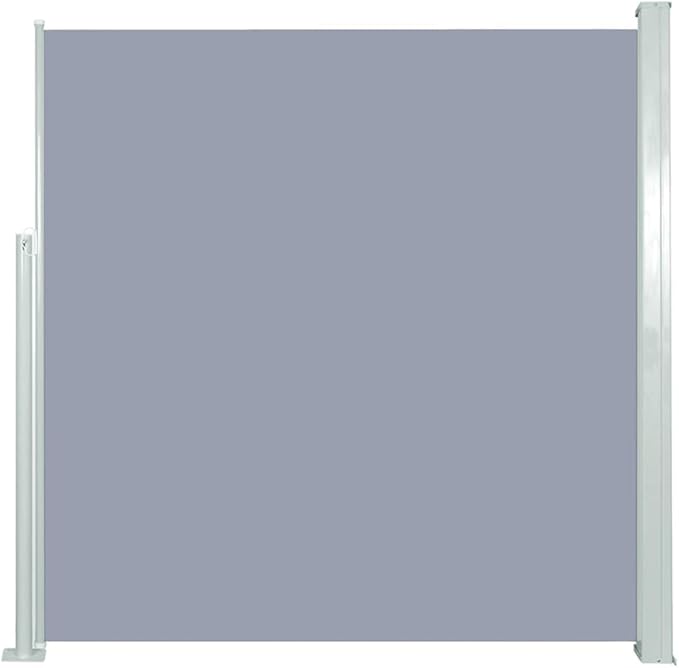 YAFF Retractable Outdoor Folding Privacy Divider, Water & UV Resistant Sun Shade Privacy Wind Screen for Garden, Backyard, Balcony, Terrace 55.1"x118.1" Gray (13.75lbs)