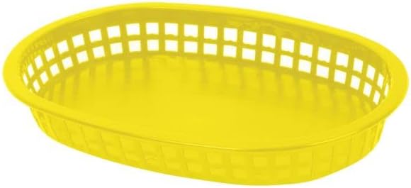 TrueCraftware- 10-3/4" Oblong Fast Food Basket Yellow Plastic Set of 12- Fry Fast Food Reusable Foodservice Restaurant Diner Tray Plates Restaurant Deli Serving Chicken Burgers Sandwiches & Fries