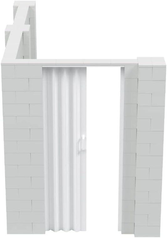 EverBlock 6’ x 10’ x 7’ L-Shaped Wall Kit with Accordion Door | 3’ x 7’ Doorway | Modular Building Blocks | Wall Display | Room Divider & Partition | Reusable | Indoor & Outdoor Use