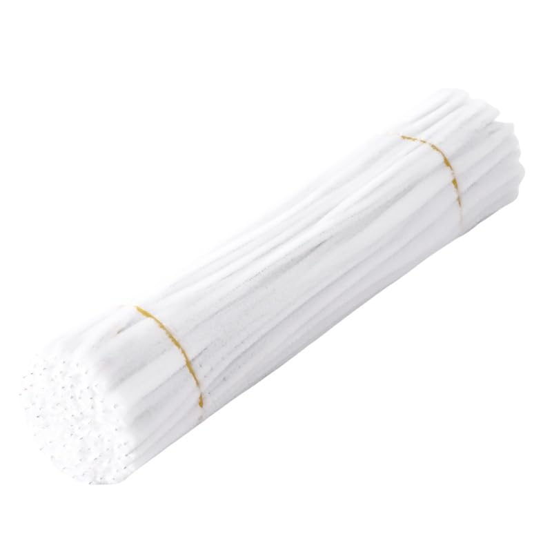 100 Pieces Pipe Cleaners Chenille Stem, Solid White Color Pipe Cleaners Set for Pipe Cleaners DIY Arts Crafts Decorations, Chenille Stems Pipe Cleaners (White)