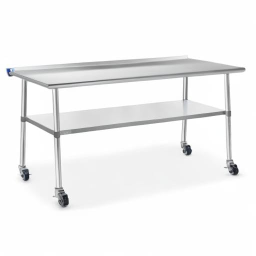 GRIDMANN Stainless Steel Table 72 in. x 24 in., NSF Commercial Kitchen Prep & Work Table w/Backsplash and Wheels