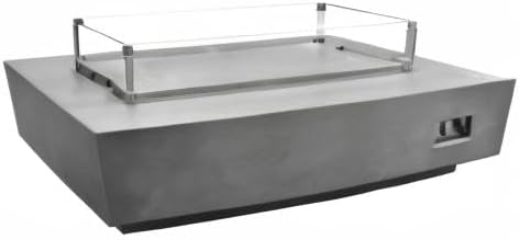 Elementi Granville Fire Pit Bundle Outdoor Firepit Set Includes 60” Propane Concrete Firepit Table, Glass Windscreen, Stainless Steel Cover, Tank Cover, Canvas Cover, Floor Mat, Ice Bucket