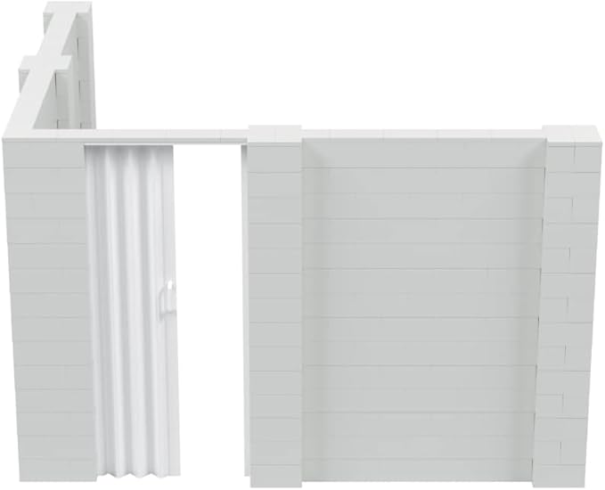 EverBlock 10’ x 10’ x 7’ L-Shaped Wall Kit with Accordion Door | 3’ x 7’ Doorway | Modular Building Blocks | Wall Display | Room Divider & Partition | Reusable | Indoor & Outdoor Use | Black