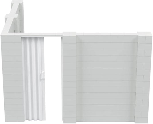 EverBlock 10’ x 10’ x 7’ L-Shaped Wall Kit with Accordion Door | 3’ x 7’ Doorway | Modular Building Blocks | Wall Display | Room Divider & Partition | Reusable | Indoor & Outdoor Use | Black
