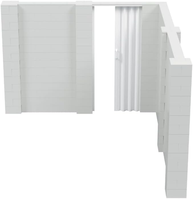 EverBlock 10’ x 12’ x 7’ L-Shaped Wall Kit with Accordion Door | 3’ x 7’ Doorway | Modular Building Blocks | Wall Display | Room Divider & Partition | Reusable | Indoor & Outdoor Use | Yellow