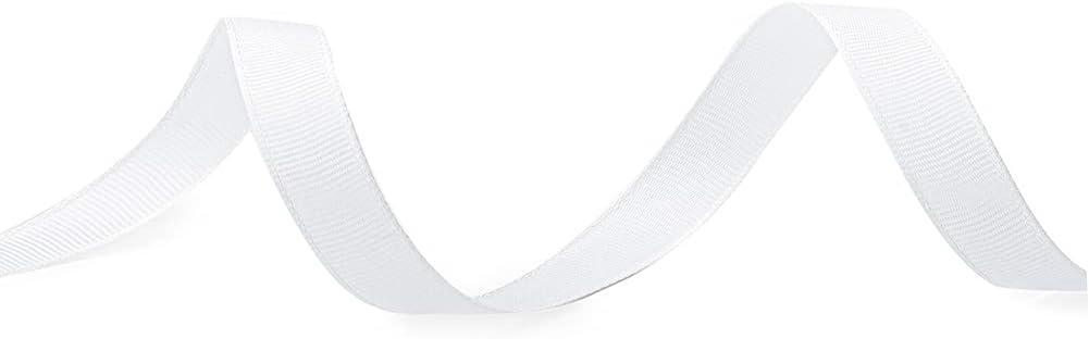 LIUYAXI 5/8" X 50 Yards Solid White Grosgrain Ribbon, Perfect for Crafts, Wedding Decor, DIY Hair Accessories, Sewing, Gift Package Wrapping and More