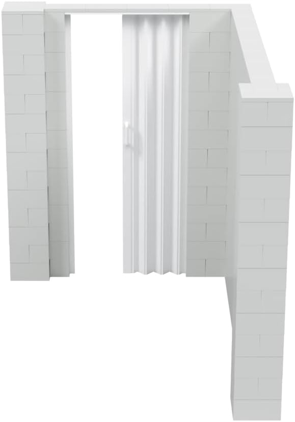 EverBlock 6’ x 8’ x 7’ L-Shaped Wall Kit with Accordion Door | 3’ x 7’ Doorway | Modular Building Blocks | Wall Display | Room Divider & Partition | Reusable | Indoor & Outdoor Use | Dark Gray