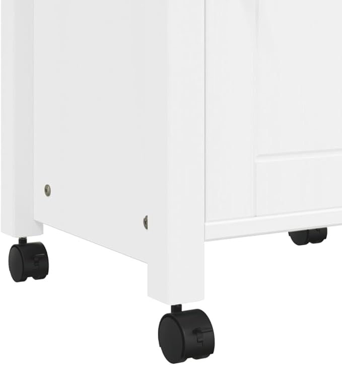 Kitchen Trolley Monza Rolling Kitchen Island Cart with Storage, Portable Dining Room Serving Utility Carts, White 18.9" x 15.7" x 35.4" Solid Wood Pine KH73A