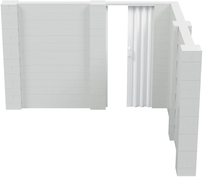 EverBlock 10’ x 10’ x 7’ L-Shaped Wall Kit with Accordion Door | 3’ x 7’ Doorway | Modular Building Blocks | Wall Display | Room Divider & Partition | Reusable | Indoor & Outdoor Use | Black