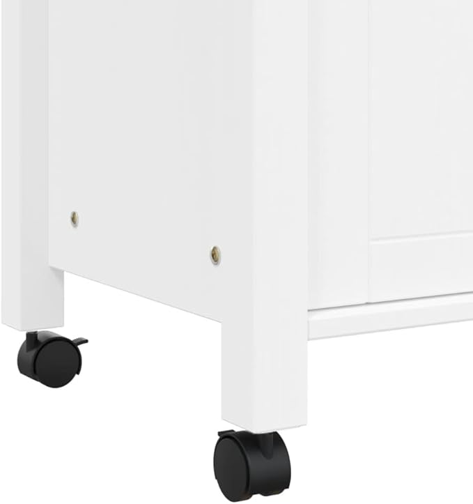 Kitchen Trolley Monza Rolling Kitchen Island Cart with Storage, Portable Dining Room Serving Utility Carts, White 23.6" x 15.7" x 35.4" Solid Wood Pine KH76A
