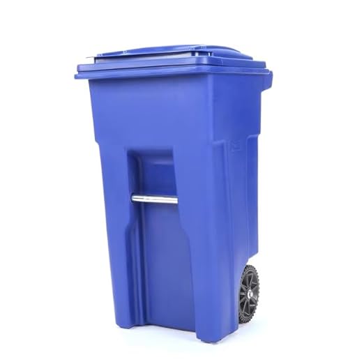 32 Gallon Blue Wheeled Recycling Trash Can with Hinged Lid – Municipal-Style Outdoor Recycling Container, Heavy Duty Rolling Bin Commonly Used by Cities, Homes, HOAs & Facilities