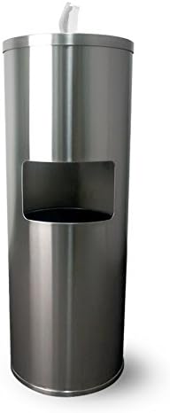 Zogics Floor Stand Gym Wipe Dispenser, Stainless Steel Wipe Dispenser with High Capacity Built-in Trash Can and Back Door Access