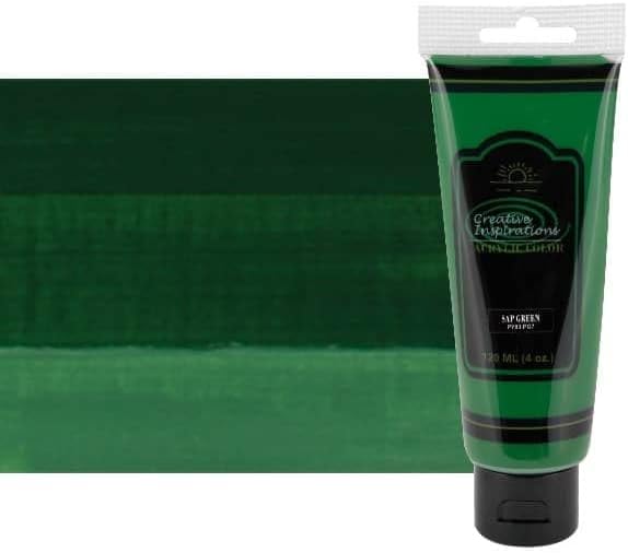 Creative Inspirations Acrylic Paint - Sap Green - 120 mL Tube - Smooth & Creamy Consistency, Vibrant Pigmentation, Great Coverage for Artists - Clean Up with Soap & Water