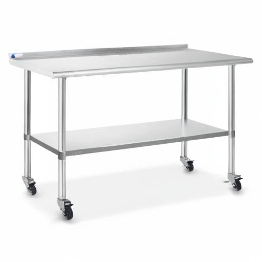 GRIDMANN Stainless Steel Table 60 in. x 24 in., NSF Commercial Kitchen Prep & Work Table w/Backsplash and Wheels