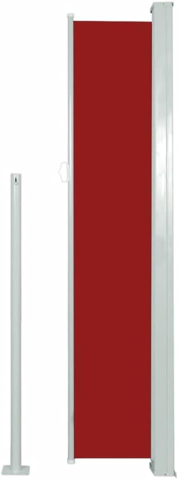 YAFF Retractable Outdoor Folding Privacy Divider, Water & UV Resistant Sun Shade Privacy Wind Screen for Garden, Backyard, Balcony, Terrace 63"x196.9" Red (17.292lbs)