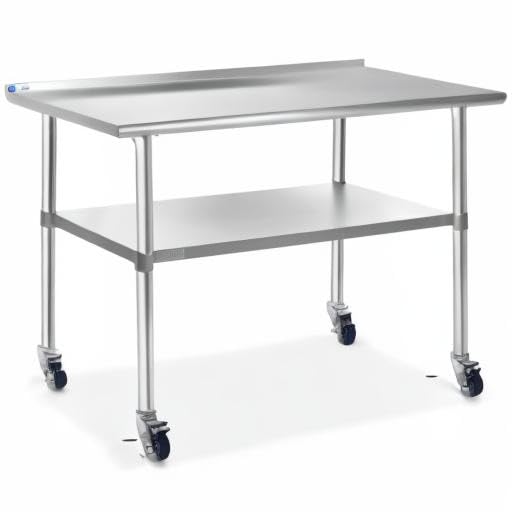 GRIDMANN Stainless Steel Table 72 in. x 30 in., NSF Commercial Kitchen Prep & Work Table w/Backsplash and Wheels