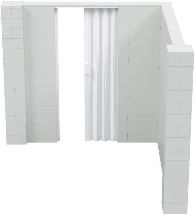 EverBlock 8’ x 8’ x 7’ L-Shaped Wall Kit with Accordion Door | 3’ x 7’ Doorway | Modular Building Blocks | Wall Display | Room Divider & Partition | Reusable | Indoor & Outdoor Use | Green