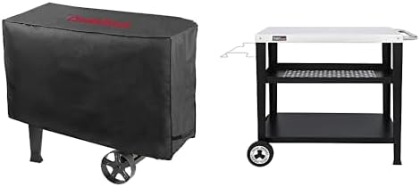 Creole Feast CR1001A Premium Oxford Grill Cover with Royal Gourmet PC3404S 34" L x 20" W Rolling Dining Table Cart, Stainless Steel BBQ Prep Station Bundle