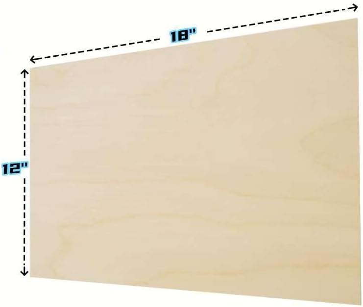 3mm 1/8" x 12" x 18" Baltic Birch Plywood, 6 Pcs Craft Wood Sheets with Grade B/BB Veneer, Perfect for DIY Projects, Laser Cutting & Engraving, Woodburining and Painting