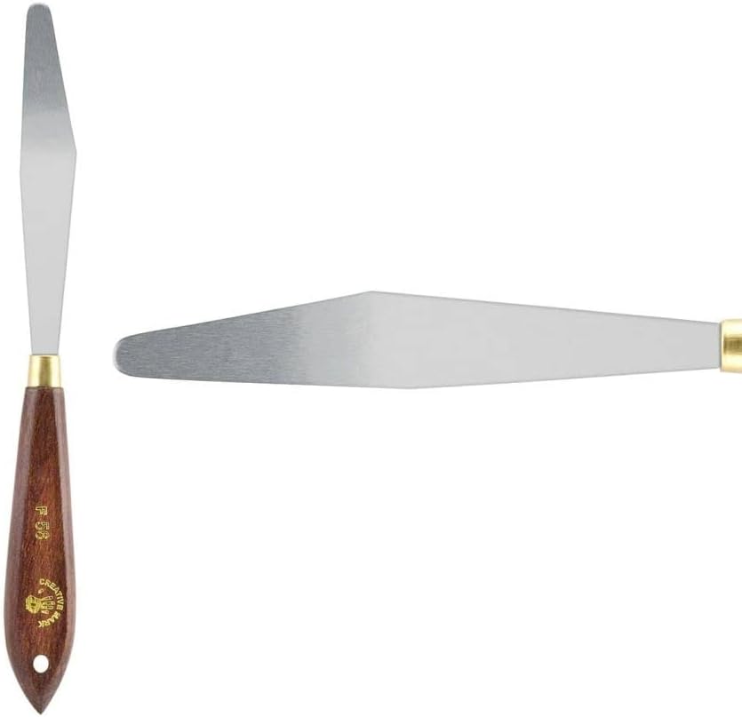 Creative Mark Stainless Steel Palette Knife Painting Tools - Paint Palette with Wooden Handle - Variety of Shapes and Sizes - 56F, 4-5/8 in