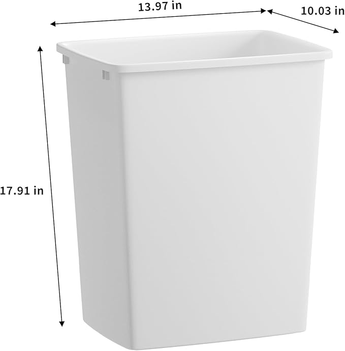 ROOMTEC 35QT Kitchen Trash Can, Sturdy and Lightweight Slim Trash Can, Trash Cans for Kitchen, Workspace, Bathroom, Office, Easy to Clean, 1 Pack, White