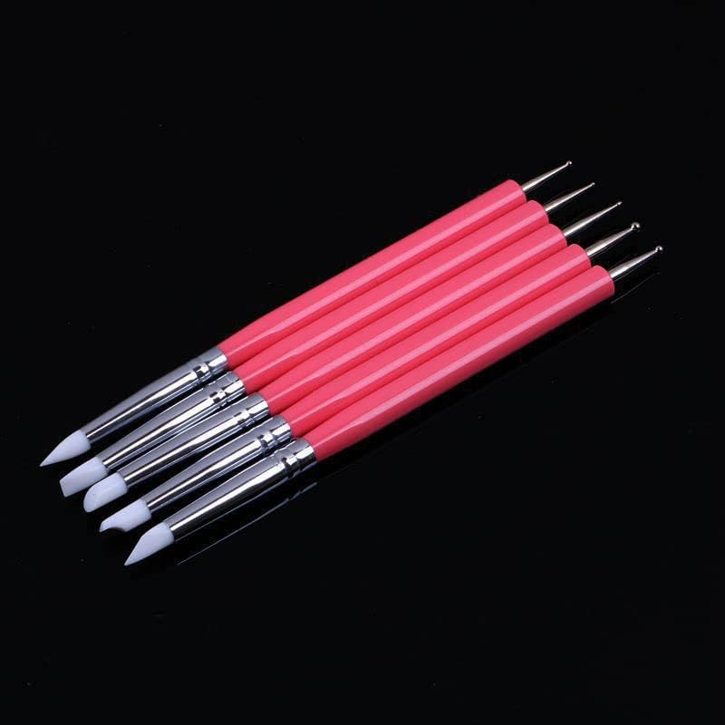 4PCS Double-Ended Metal Ceramic Clay Ball Stylus Dotting Tools and 5PCS 2 Way Silicone Polymer and Embossing Paper Flower Indentation Tool for Drawing