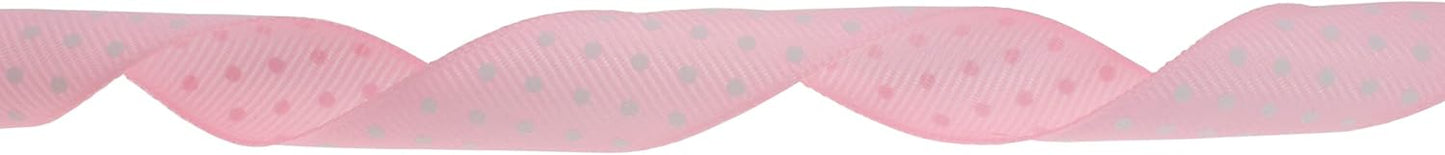 Polka Dot Grosgrain Ribbon 25 Yard Each Roll 100% Polyester (3/4", Pink)