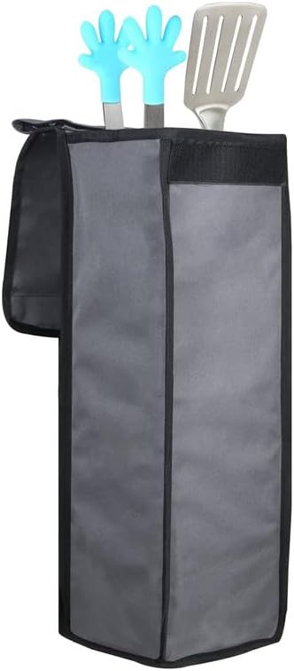 Grill Utensil Accessory Storage Bag Grey Waterproof BBQ Tool Storage Bags Grill Tools Foldable Barbecue Appliance Bracket Bag for Camping Hiking Barbecue