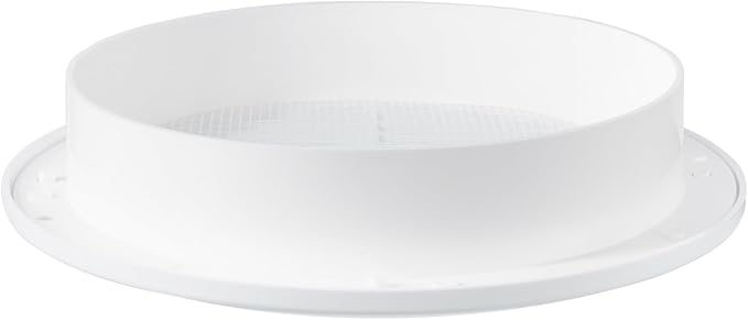 White 6" Inch Round Ventilation Grille with Insect mesh. (Duct 6Ø / Grille 7Ø) Ventilation Applications. Indoor and Outdoor Vent Cover. Available 3 Sizes / 4 Colors.