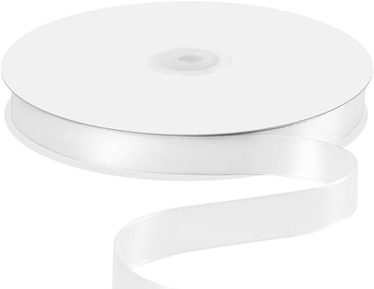 5/8" x 100 Yards Satin Ribbon - White Silk Ribbon with Spool - Ideal for Gift Wrapping, Floral Bouquets, Crafts, Wedding Party Decorations, Christmas and Sewing Projects