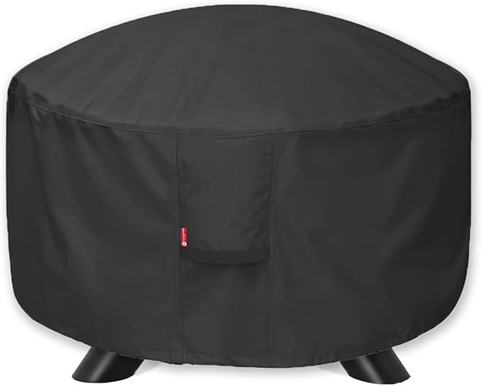 SheeChung Fire Pit Cover Round 32"Dx16"H,Fits 28",30",32" Fire Pit,Waterproof Heavy Duty 600D Polyester Fire Bowl Cover,Outdoor Gas Table firepit Cover Weather Resistant
