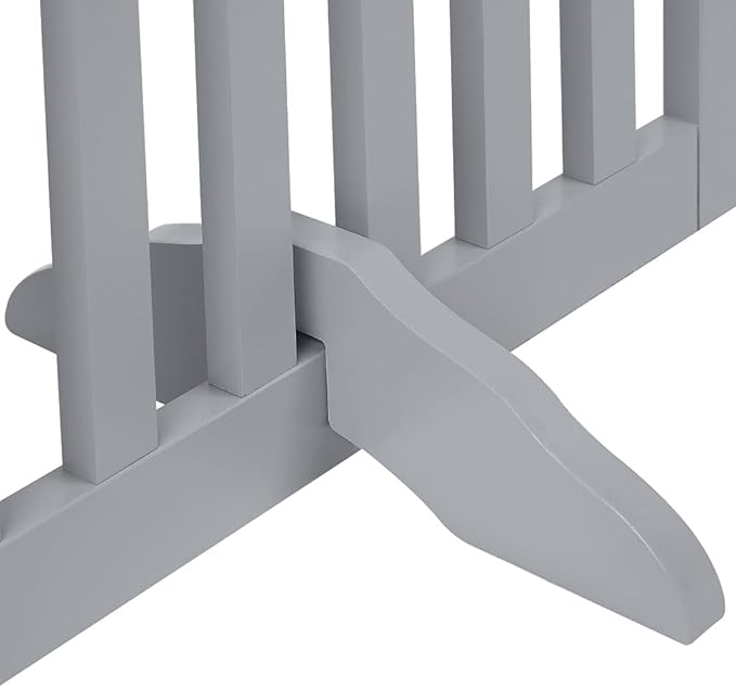 Unipaws Indoor 3 Panels Classic Freestanding Wooden Foldable Pet Gate with Support Feet - Grey, 20" W x 24" H