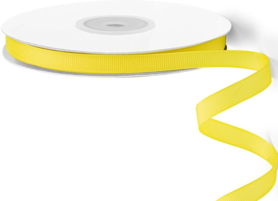 LIUYAXI 3/8" X 50 Yards Solid Yellow Grosgrain Ribbon, Perfect for Crafts, Wedding Decor, DIY Hair Accessories, Sewing, Gift Package Wrapping and More