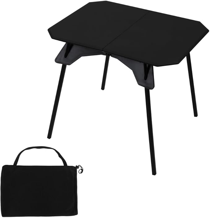 Folding Camping Table,Outdoor Small Portable Aluminum Camp Table with Backpacking Carrying Bag for Camping Beach Picnic Grilling Hiking FishingTravel (Black)